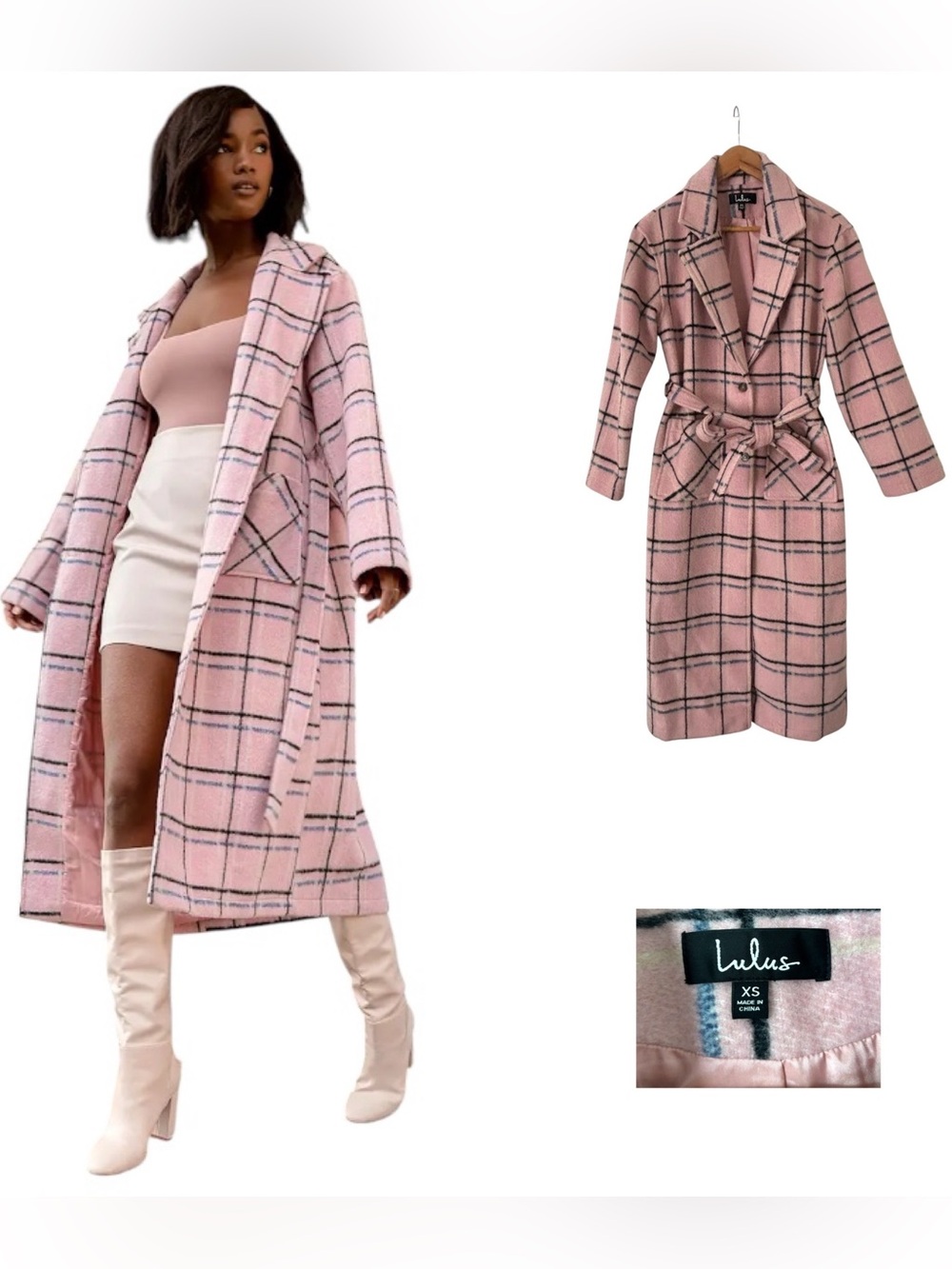 Lulus Warm Front Light Pink Plaid Coat
